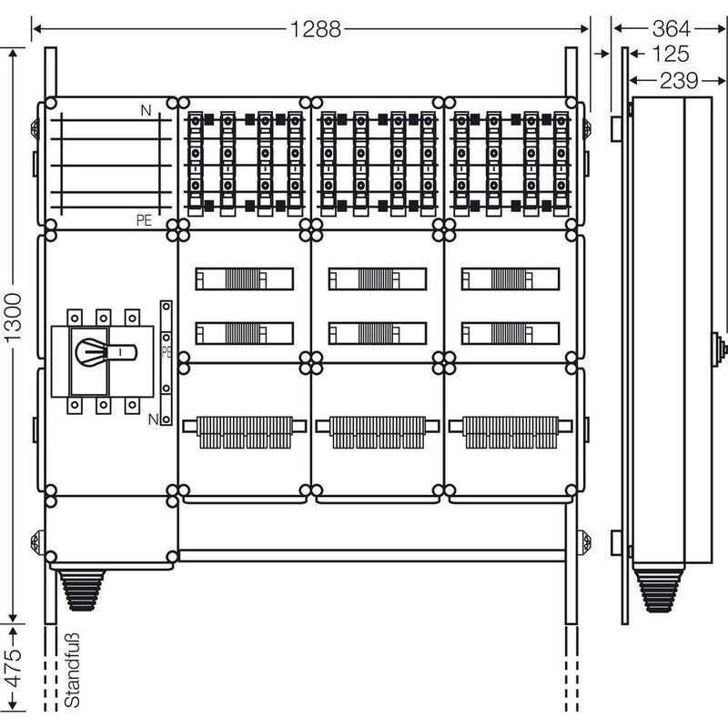 Hensel - Verteilerschrank für Energieversorgung Ladeverteiler Mi EV 22kW 12100 f.12 Ladep. a 22kW