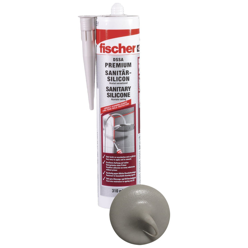 Fischer Deutschl - Dichtstoff Sanitärsilicon 310ml DSSA SAG sanitärgrau C18