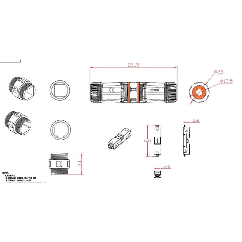 EFB-Elektronik - Modulare Kupplung Kabelverbinder IP68KV6AWP IP68,Cat.6A 10Gbit/s