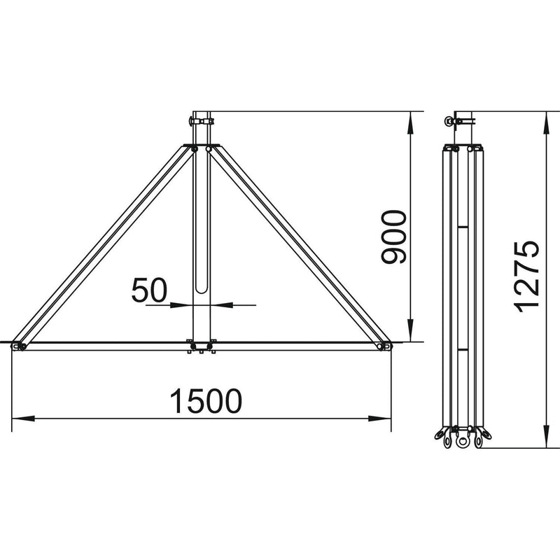 OBO Bettermann - Sockel für Fangeinrichtung Blitzschutz Dreibeinstativ+Auslass isFang 3B-150-A 1,7x1,9m
