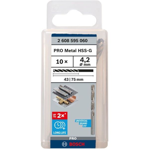 Bosch - Bohrer PRO Metal HSS-G 2608595060 Spiralbohrer 4,2 x