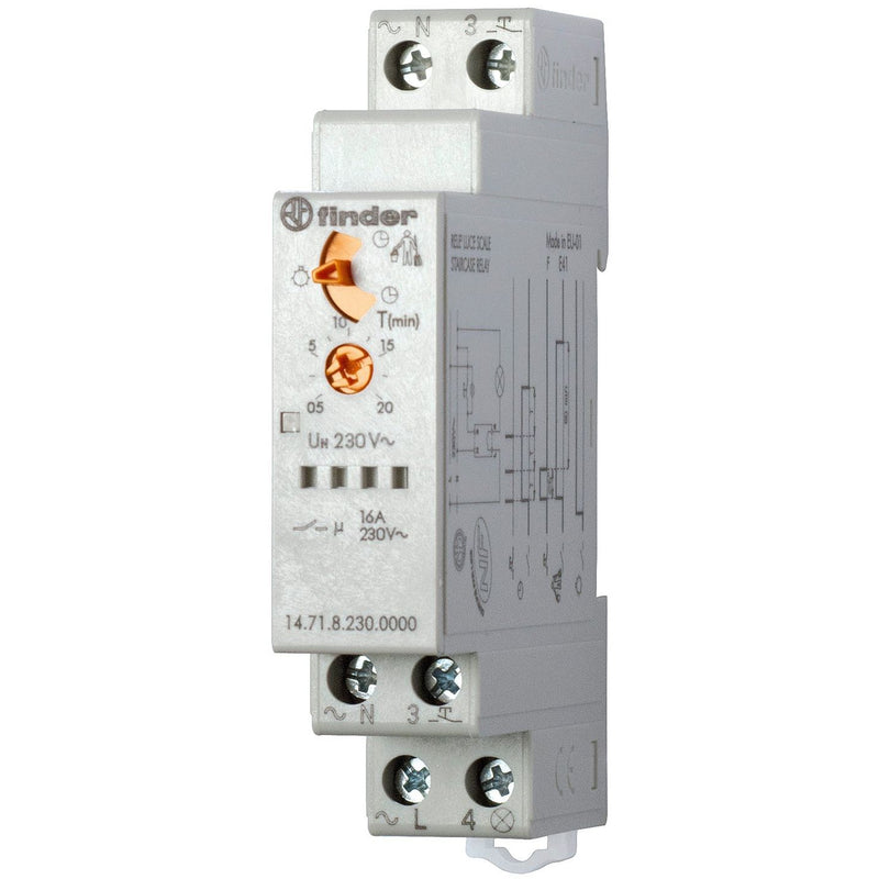 Finder - Treppenlichtzeitschalter Treppenhausaut.N/L schalt. 14.71.8.230.0000 1S 16A 230VAC