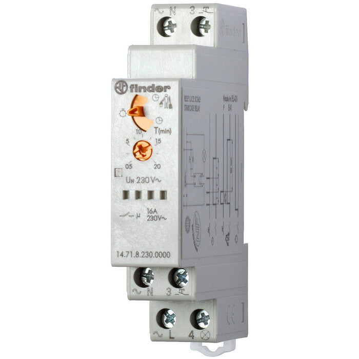 Finder - Treppenlichtzeitschalter Treppenhausaut.N/L schalt. 14.71.8.230.0000 1S 16A 230VAC  − 1 Stück
