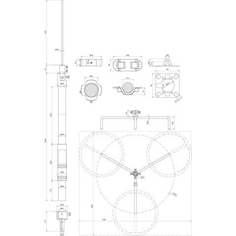 DEHN - Fangeinrichtung für Blitzschutz Fangmast FM D40 L2200 #819685 D40mm,L2200mm,R320mm