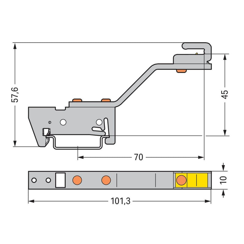 WAGO - Sammelschienenträger Schirmschienenhalter 790-301 Cu 10x3mm − 10 Stück