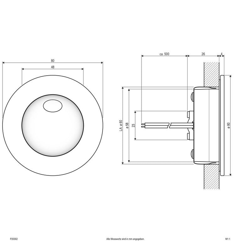 EVN Lichttechnik - Decken-/Wandleuchte P-LED Wandeinbauleuchte P20302 ws IP54 700mA 2W 3000K