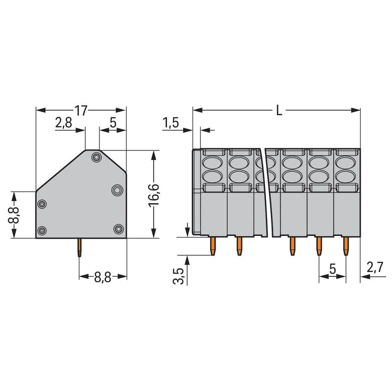 WAGO - Leiterplattenklemme 2-Leiter-Leiterplattenkle. 816-104 1,5mm² − 84 Stück