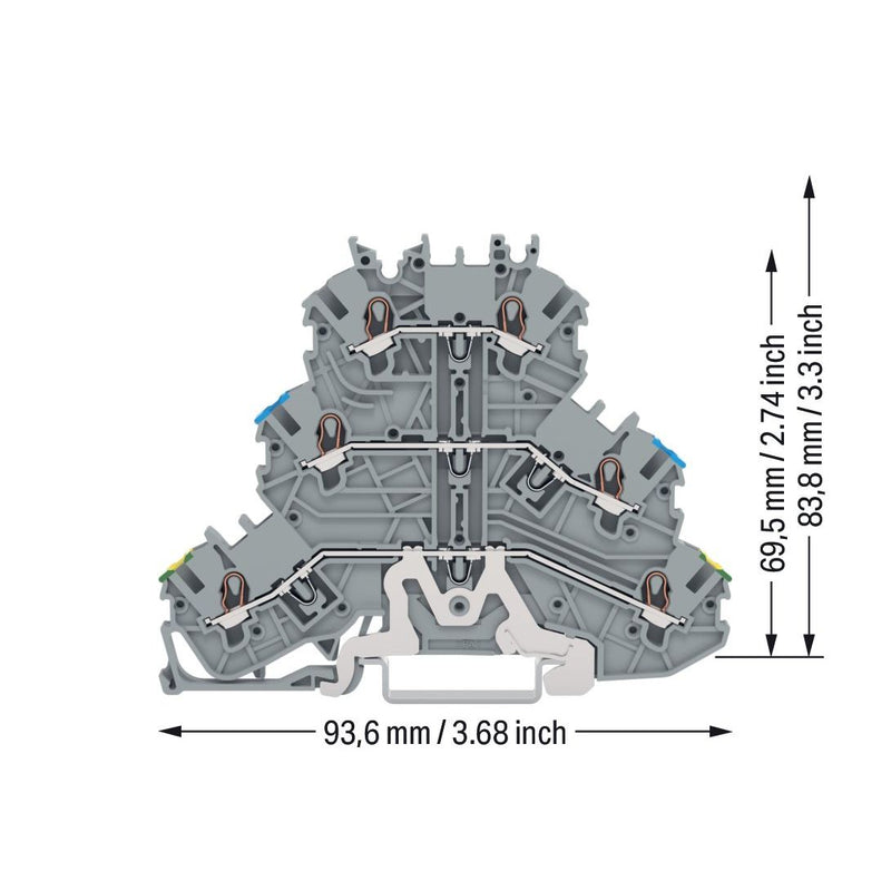 WAGO GmbH & Co. KG - Durchgangs-Reihenklemme Dreistockklemme 2000-3217 1mm²,gr − 40 Stück