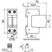 DEHN - Überspannungsableiter für Energietechnik/Stromversorgung Überspannungsableiter DG M TT 2P ACI 275FM 2-polig Uc 275V
