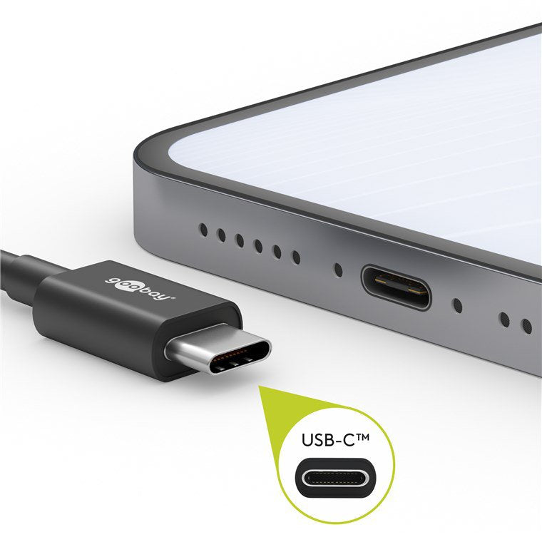 Goobay - Zubehör/Ersatzteile für Batterie/Akku/Ladegerät Sync/Ladekabel 66318 1m,USB-C,sw