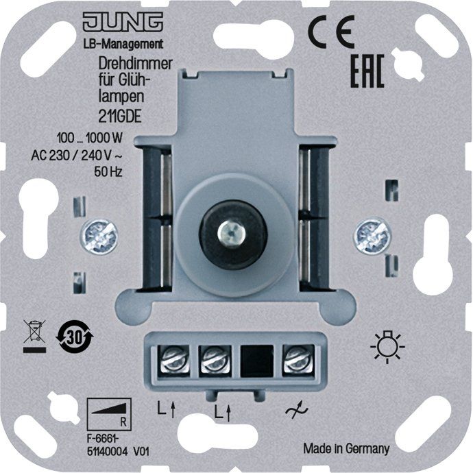 Jung - Dimmer Drehdimmer 211 GDE mit Druckschalter