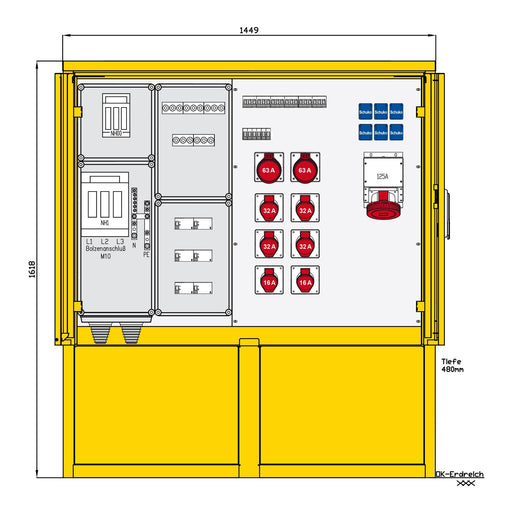 Walther Werke - Baustromverteiler Edelstahlstromverteiler 83216100 mit 6 RCDs TypA