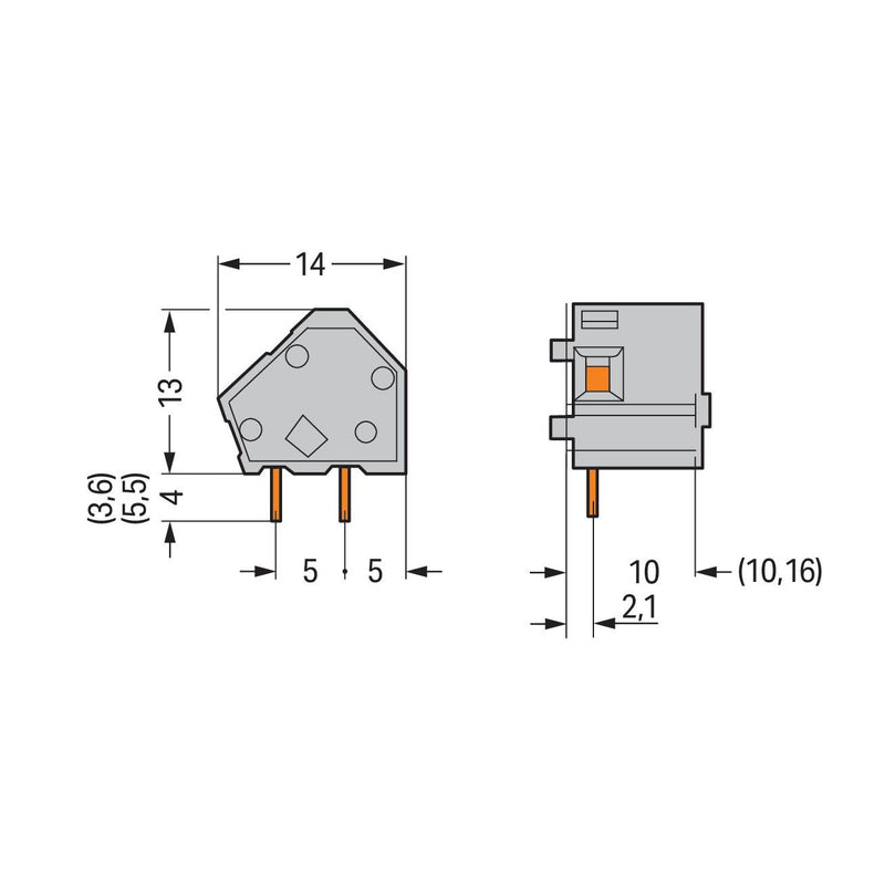 WAGO - Leiterplattenklemme Anreihbare Leiterplattenk. 236-762/332-000 2,5mm² − 100 Stück