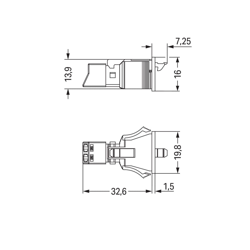 WAGO - Geräteanschluss für steckbare Gebäudeinstallation Snap-In-Buchse 890-742/060-000 2-polig,Kod. B,grau − 50 Stück