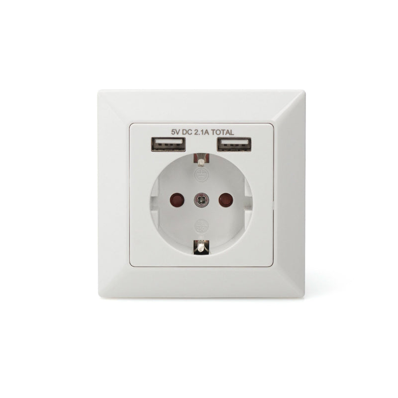 DIGITUS - USB-Spannungsversorgung Sicherheits-Steckdose DA-70613 2x USB
