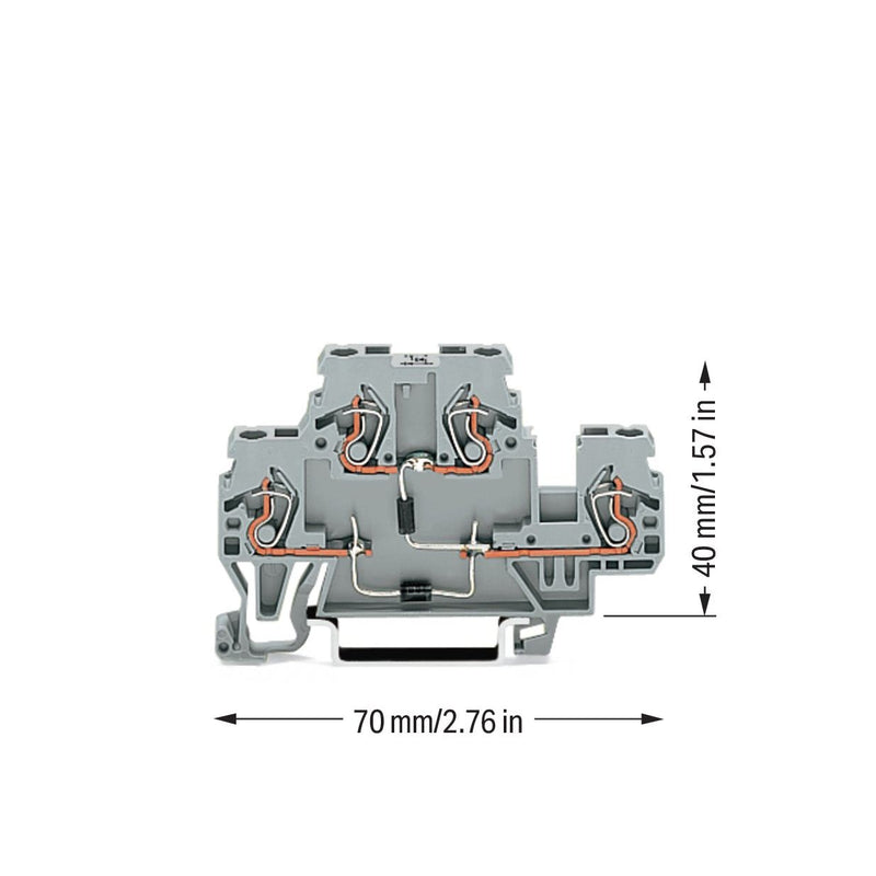 WAGO - Bauelement-Reihenklemme Bauelementklemme 870-541/281-492 2 Dioden 1N4007,grau − 50 Stück