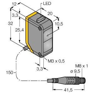 Turck - Lichttaster mit Hintergrundausblendung Opto Sensor Q20PFF100Q Lichttaster − 1 Stück