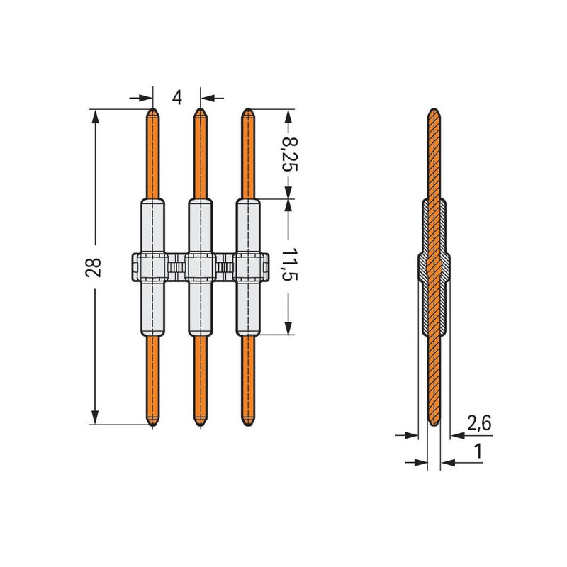 WAGO GmbH & Co. KG - Zubehör/Ersatzteile für Klemmen Verbindungselement 2060-953/028-004 Maß4mm,3-polig,sw − 375 Stück