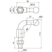 DEHN - Festpunkt für EuK-Vorrichtung Kugelfestpunkt KFP 25 W90 M16 45SSM D 25mm 90Grad abgew