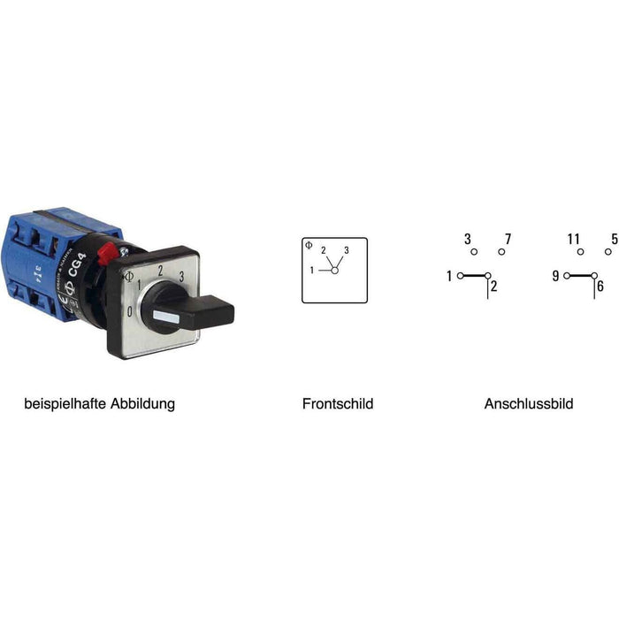 Kraus&amp;Naimer - Lastschalter Stufenschalter CG4 A250-600 FS2 ohne 0-Stellung,2pol  − 1 Stück
