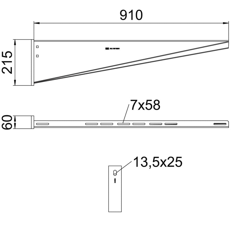 OBO Bettermann - Ausleger für Kabeltragsystem Wand+Stielausleger AW 55 91 FT tauchf.vz