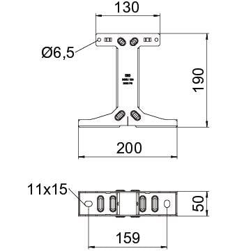 OBO Bettermann - Wand- und Deckenbügel für Kabeltragsystem Symmetrische Bodenstütze BSSU 190 2030 FS bis Breite 300