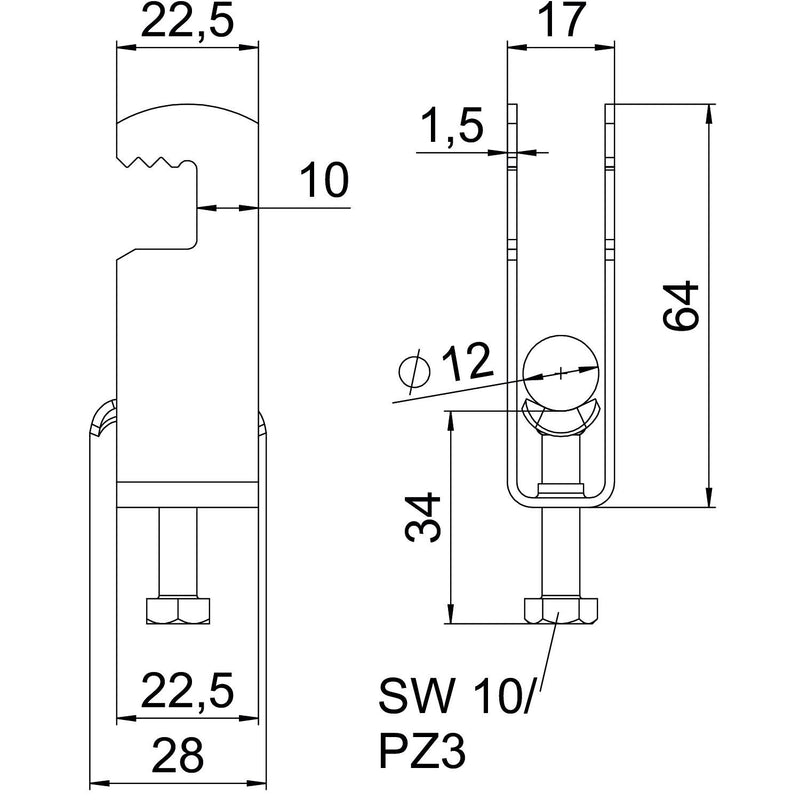OBO Bettermann Vertr - Bügelschelle Bügelschelle BS-F2-M-12 FT 2-fach  − 50 Stück