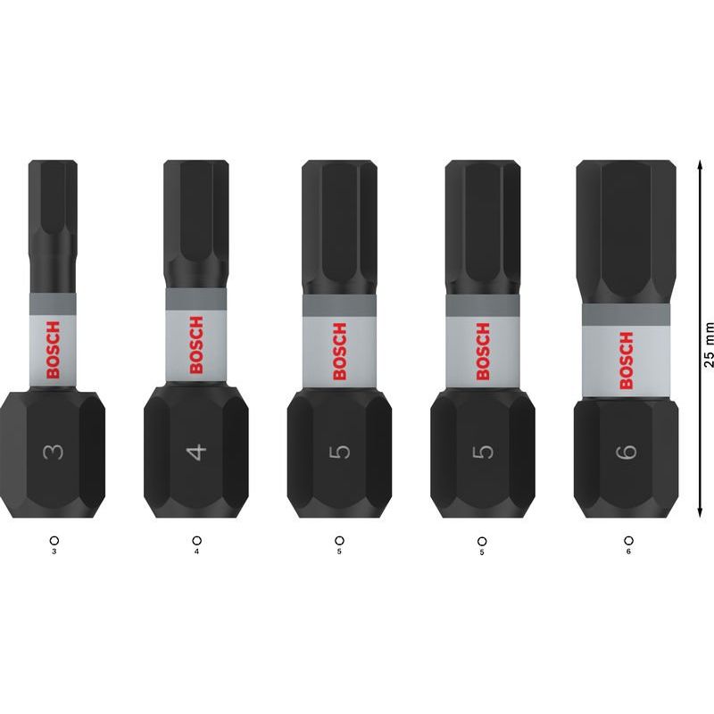 Bosch - Bit-Set PRO H Impact Bit Set, H3, 2608521U59VE(5) H4 2 x H5 H6 25 mm