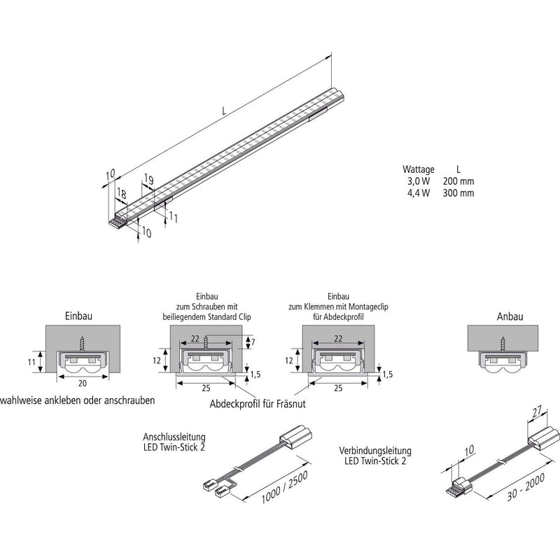 Hera - Decken-/Wandleuchte LED-Leuchte TWIN-Stick 3W cw 48LED cw