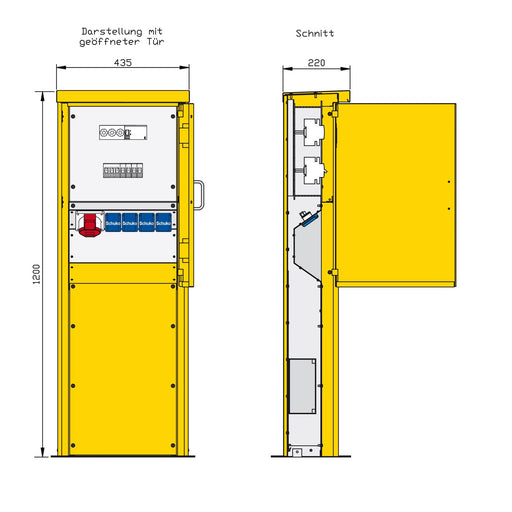 Walther Werke - Baustromverteiler Energiesäule 84301017 1 RCD TypA, 5 LS
