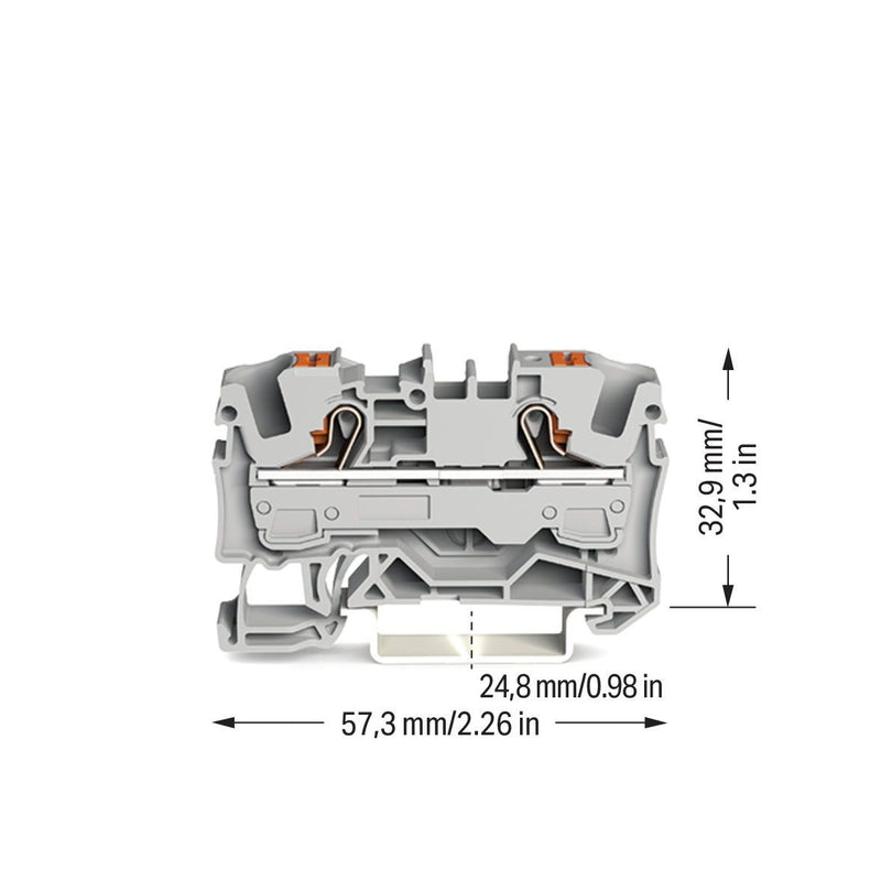 WAGO - Durchgangs-Reihenklemme 2-Leiter-Durchgangsklemme 2206-1203 Drücker,6 mm²,rot − 50 Stück