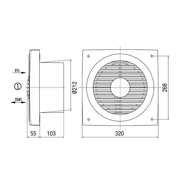 Maico - Wandventilator für Industrie und Gewerbe Wandeinbauventilator ENR 20 Wechselstrom 500m3/h