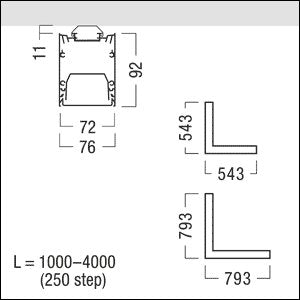 Zumtobel - Mechanisches Zubehör/Ersatzteile für Leuchten Eck-Kanal f.LED-Lichtlinie SLN2-C CL MSC L545WH weiß