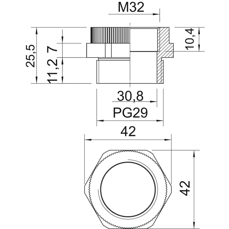 OBO Bettermann - Erweiterungs-/Reduzierring Adapter PG - M 107 ADA PG29-M32 lichtgrau, PG29-M32 − 10 Stück