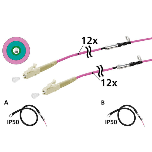 Metz Connect - System-Patchkabel LWL OpDAT Installationskabel 152U127JJ6060G 12xOM4, LC-LC, 60m