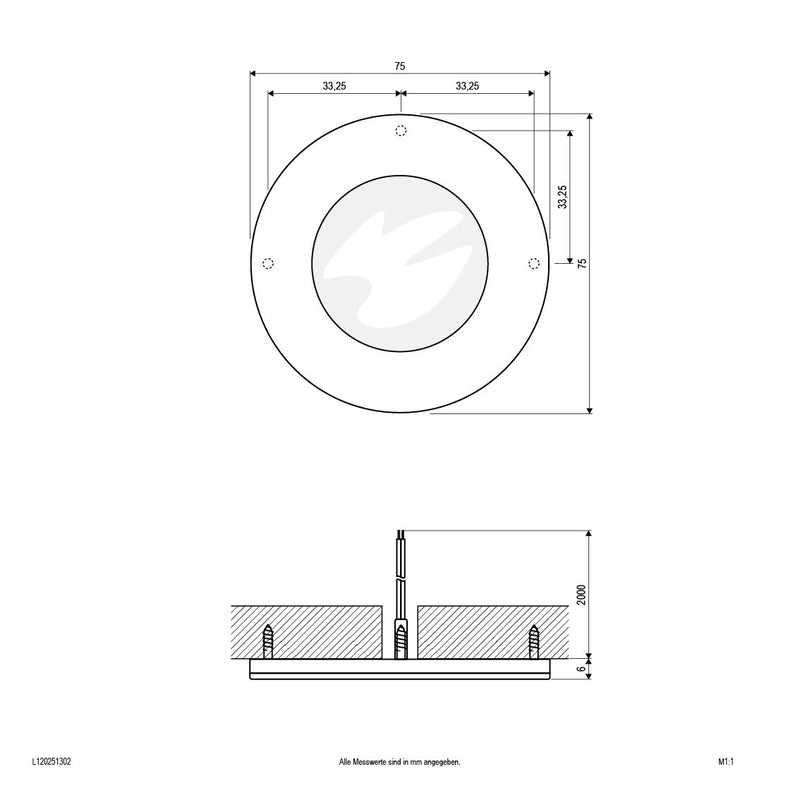 EVN Lichttechnik - Decken-/Wandleuchte LED-Ein-/Anbauleuchte L120251302 3000K IP20-12V/DC