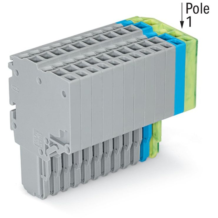WAGO - Ein- und mehrpolige Klemmenleiste 2-Leiter-Federleiste 2020-212/000-038 1,5mm²,gr/bl/gn-ge − 20 Stück