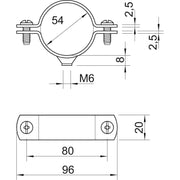 OBO Bettermann - Befestigungsschelle für Kabel/Rohre Abstandschelle 2900WM6 54 FT m.Gewindeanschluss − 20 Stück