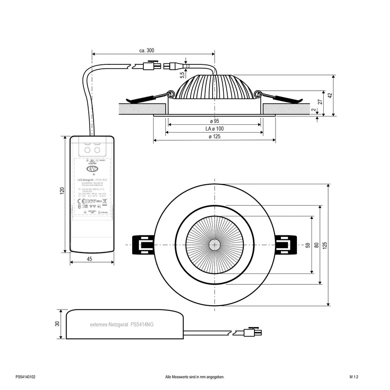 EVN Lichttechnik - Downlight/Strahler/Flutlicht LED-Deckenleuchte PS54140102 schwenkbar