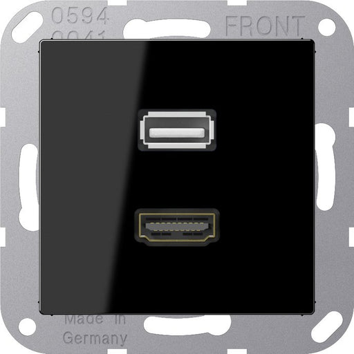 Jung - Multifunktions-Anschlussdose Multimedia-Anschluss sw MA A 1163 SW HDMI/USB m.Tragring