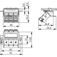 Telegärtner - Kommunikationsanschlussdose Kupfer Modulaufnahme AMJ-S 3fach 100022967 UP/50flexCat6A T568A − 5 Stück