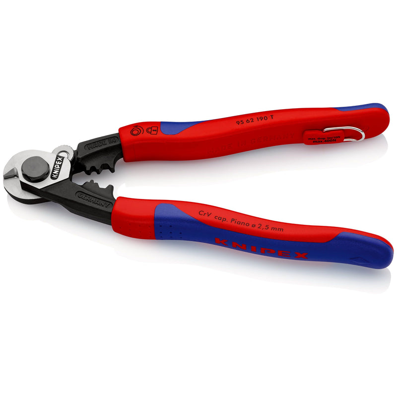 Knipex - Kabelschere Drahtseilschere 95 62 190 T 190mm, mit Bef.-Öse