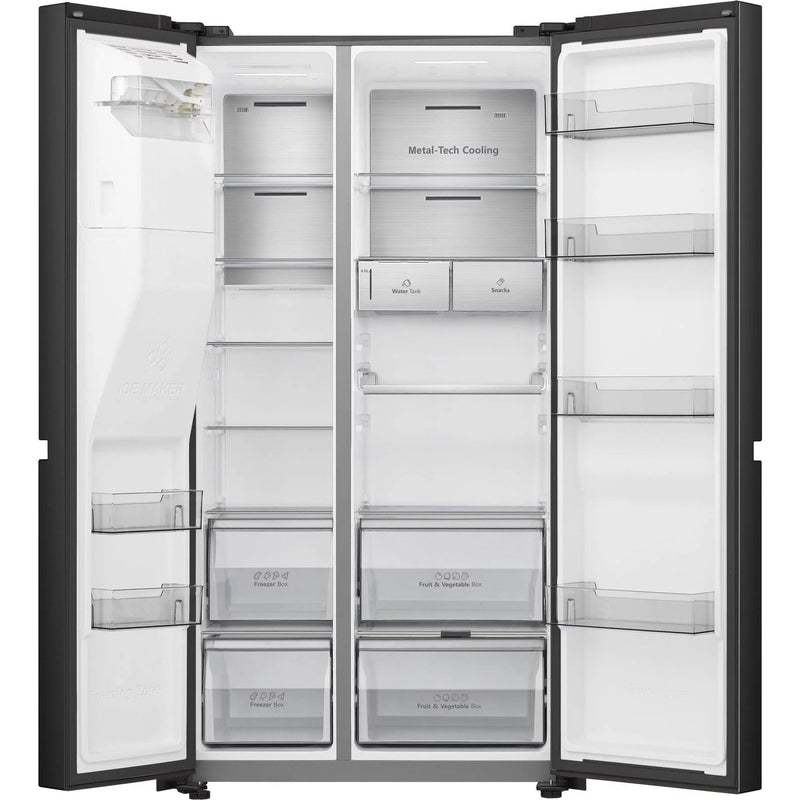 Hisense - Kühl-/Gefrierkombination Kühl/Gefrierkombi SbS RS818N4TFC black steel look