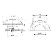 Maico - Ventilator für Dacheinbau Axial-Dachventilator DAD 63/6 7445m3/h, NW630 3P