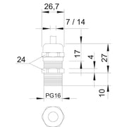 OBO Bettermann - Kabelverschraubung V-TEC L PG16 MS − 25 Stück