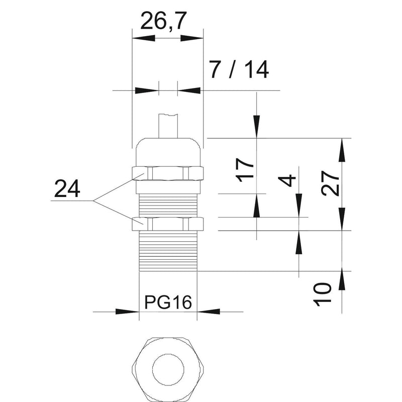 OBO Bettermann - Kabelverschraubung V-TEC L PG16 MS − 25 Stück