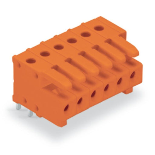 WAGO - Leiterplattensteckverbinder THT-Federleiste abgewink. 734-576 Maß 3,81mm,orange − 25 Stück