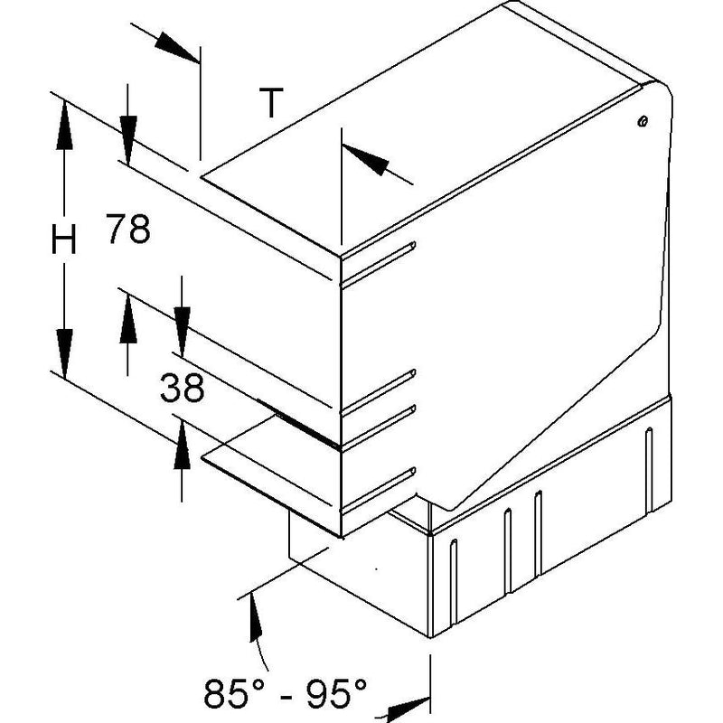 Niedax - Flachwinkel für Geräteeinbaukanal GK-Vertikaleck 90Gr. DKVVU 170-78T100 S 170x100mm