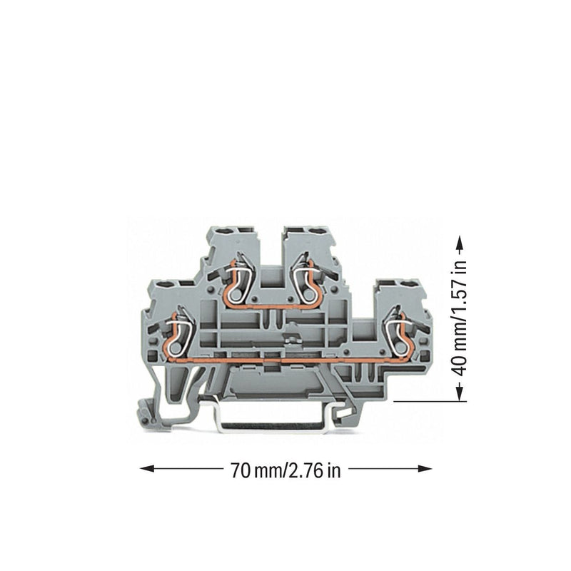 WAGO - Durchgangs-Reihenklemme Doppelstockklemme 870-501 0,08-2,4mmq grau L/L