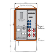 Walther Werke - Baustromverteiler Anschlussverteilerschrank WAV0135R1 44kVA m.Zählerplatz